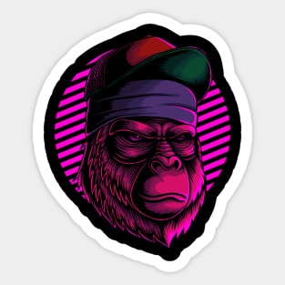 retro neon ape Sticker